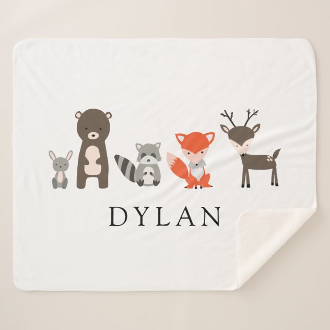 Waldtiere Baby Blanket Kawaii Niedlich Sherpadecke (Vorderseite (Horizontal))