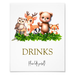 Waldtiere Baby DriNks-Zeichen Fotodruck