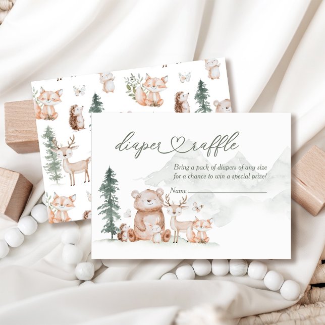 Waldtiere Baby Duschdusche Windelwindeln Begleitkarte (Von Creator hochgeladen)