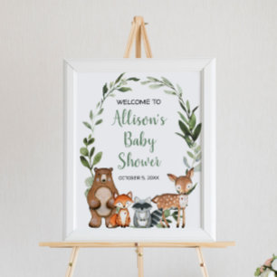 Waldtiere Baby Dusche Begrüßungszeichen Poster