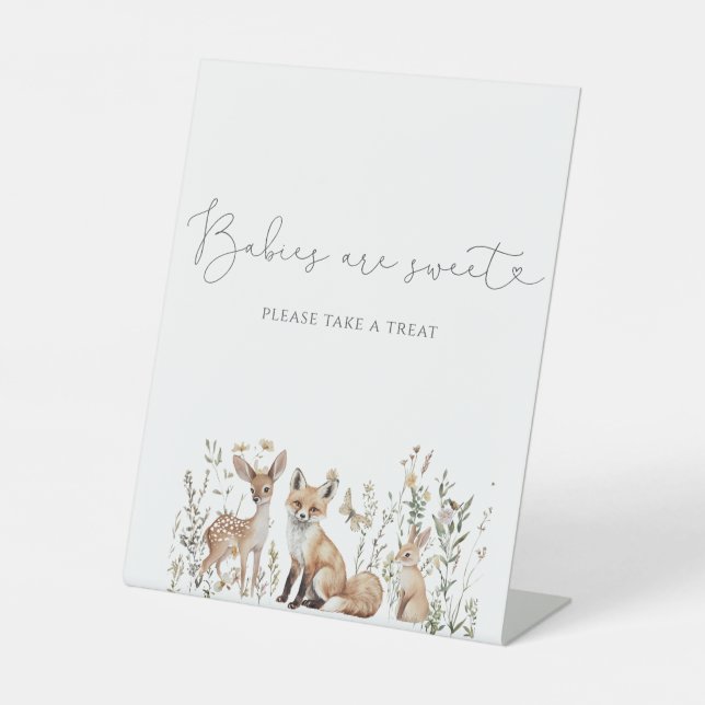 Waldtiere Baby Dusche Leckerei Sockelschild (Vorderseite)