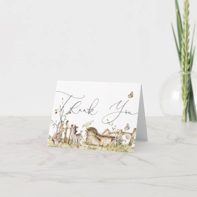 Waldtiere Baby-Dusche oder Geburtstag Dankeskarte (Vorderseite)