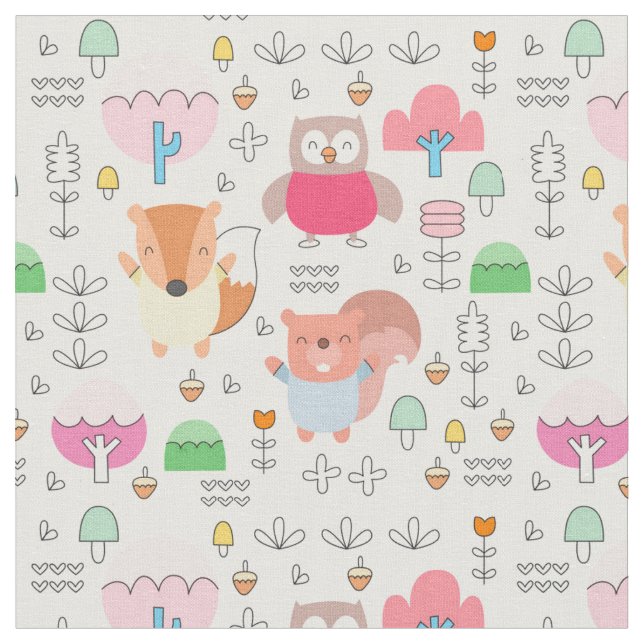 Waldtiere Baby Fabric Stoff (Nahaufnahme)