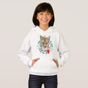 Waldtiere Baby Fox im Blumenkranz  Hoodie
