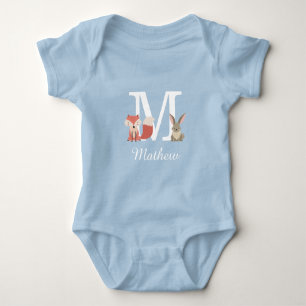 Waldtiere Baby Junge Initiale Monogramm Strampler