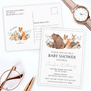 Waldtiere Baby Junge Shower Postkarte