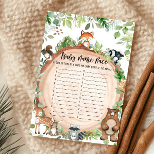 Waldtiere Baby Shower Babynamen-Rate-Spiel