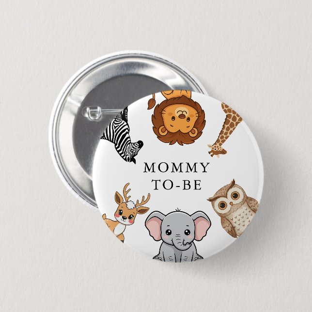 Waldtiere Baby Shower Button (Vorne & Hinten)
