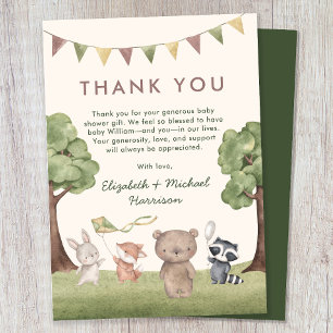 Waldtiere Baby Shower Dankeskarte