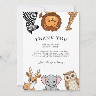 Waldtiere Baby Shower Dankeskarte
