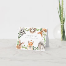 Waldtiere Baby Shower Danksagungskarte