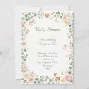 Waldtiere Baby Shower Einladung