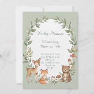 Waldtiere Baby Shower Einladung