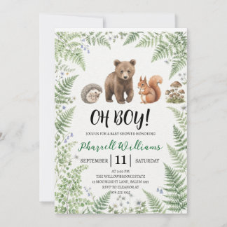 Waldtiere Baby Shower Einladung