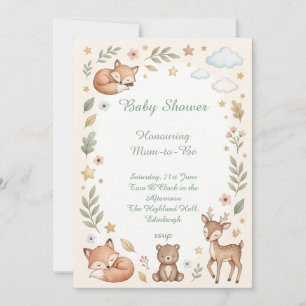 Waldtiere Baby Shower Einladung