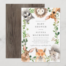 Waldtiere Baby Shower Einladung