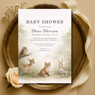 Waldtiere Baby Shower Einladung