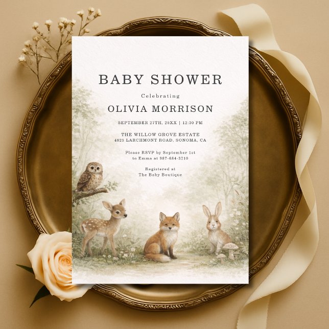 Waldtiere Baby Shower Einladung (Von Creator hochgeladen)
