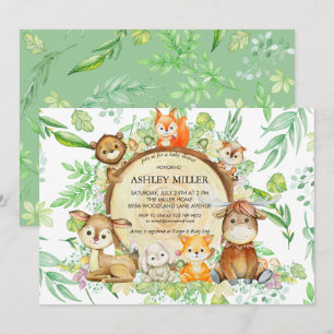 Waldtiere Baby Shower Einladung