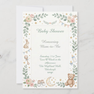 Waldtiere Baby Shower Einladung