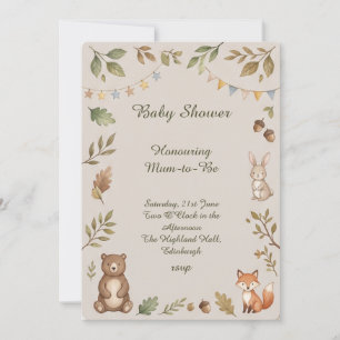 Waldtiere Baby Shower Einladung
