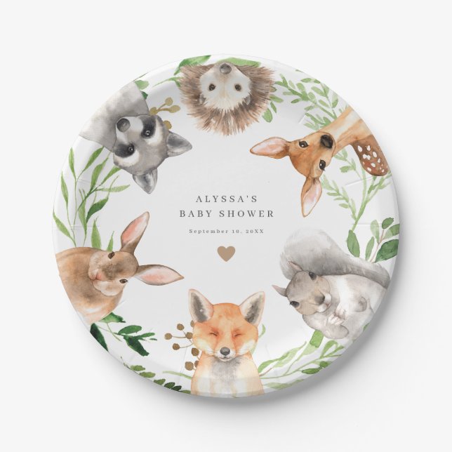 Waldtiere Baby Shower Papierplatten Pappteller (Vorderseite)