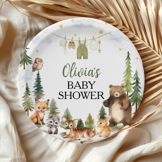 Waldtiere Baby Shower Papierplatten Pappteller