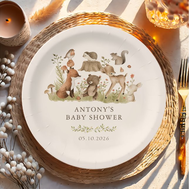 Waldtiere Baby Shower Pappteller (Von Creator hochgeladen)