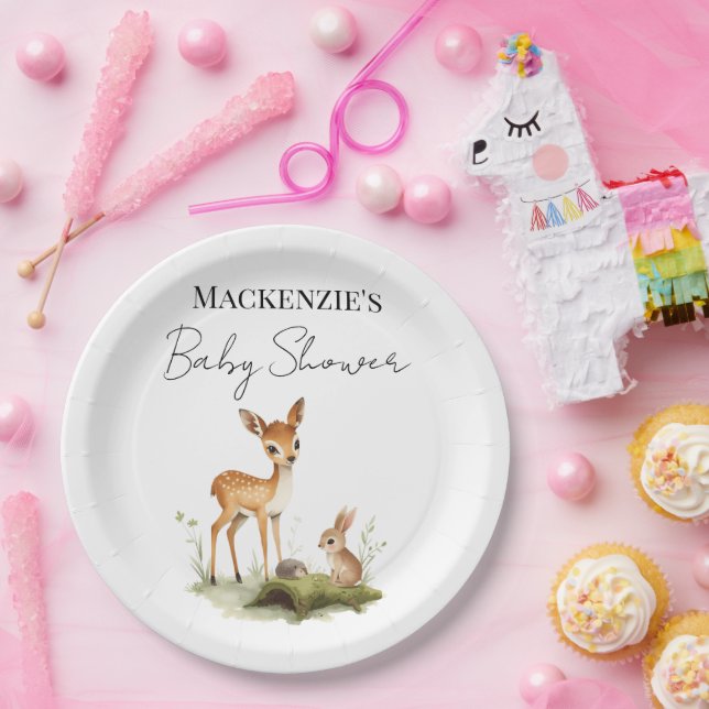 Waldtiere Baby Shower Pappteller (Party)