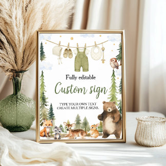 Waldtiere-Baby-Shower-Party-Tischschild Poster