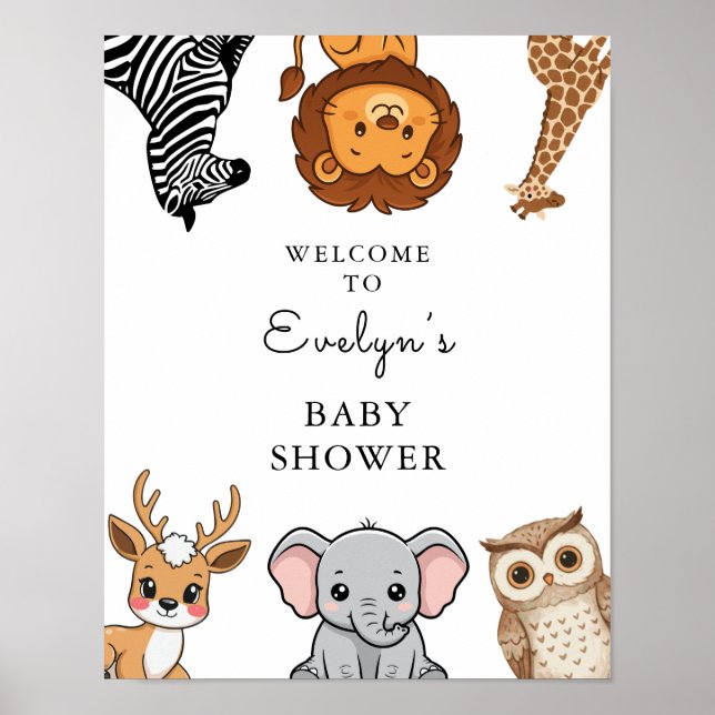 Waldtiere Baby Shower Poster (Vorne)