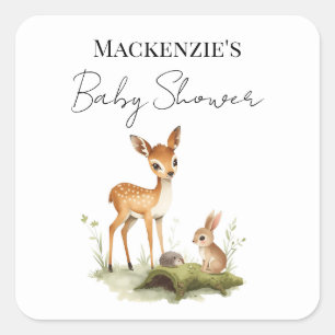 Waldtiere Baby Shower Quadratischer Aufkleber
