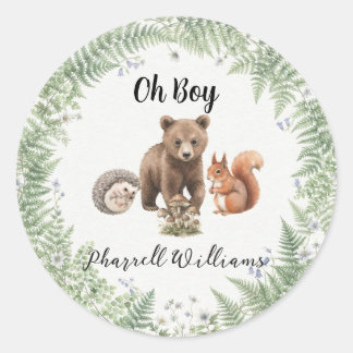 Waldtiere Baby Shower Runder Aufkleber