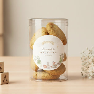 Waldtiere Baby Shower Runder Aufkleber