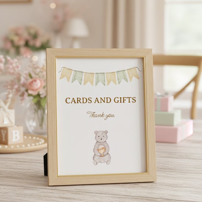Waldtiere Baby Shower Tischschild Poster (Woodland Animals Tabletop Sign)