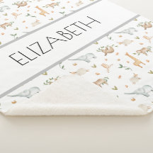 Waldtiere Babynamensdecke personalisiert