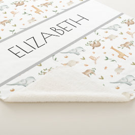 Waldtiere Babynamensdecke personalisiert Sherpadecke