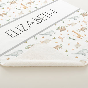 Waldtiere Babynamensdecke personalisiert Sherpadecke