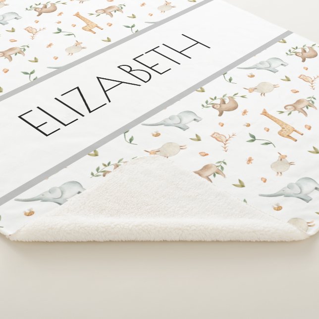 Waldtiere Babynamensdecke personalisiert Sherpadecke (3/4)