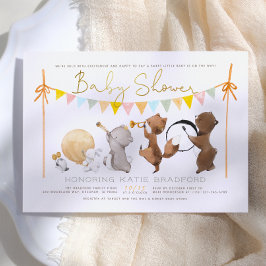 Waldtiere Band Parade Niedliche Babydusche Einladung