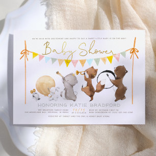 Waldtiere Band Parade Niedliche Babydusche Einladung