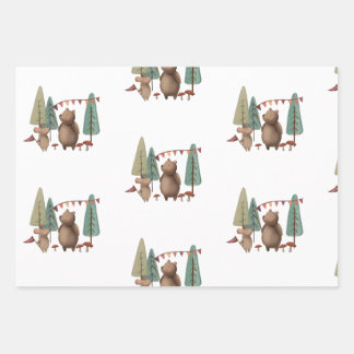 Waldtiere Bären und Maus Geschenkpapier Set