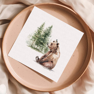 Waldtiere Bären und Vogelspuppe Serviette