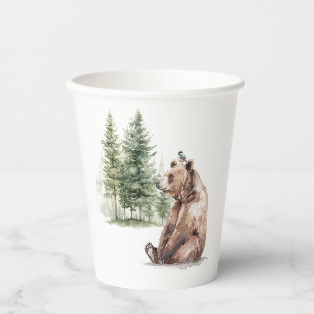 Waldtiere | Bear Baby Dusche Pappbecher (Vorderseite)