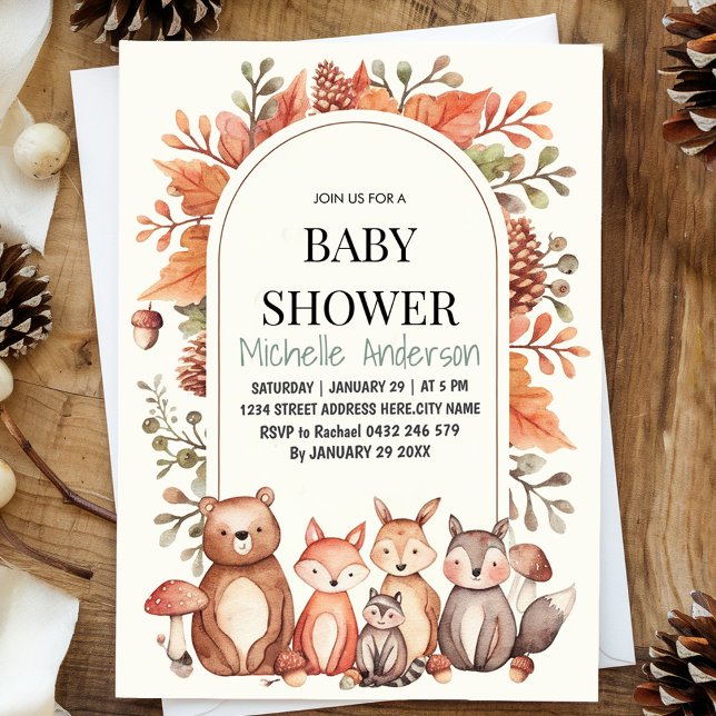 Waldtiere Bear Fox Babydusche Einladung (Von Creator hochgeladen)