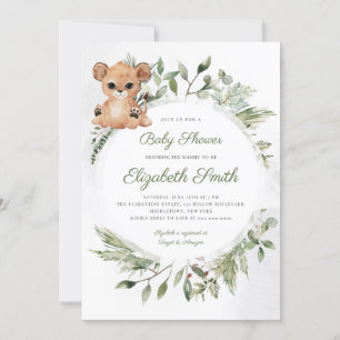 Waldtiere Bear Greenerity Baby Shower Invitat Einladung