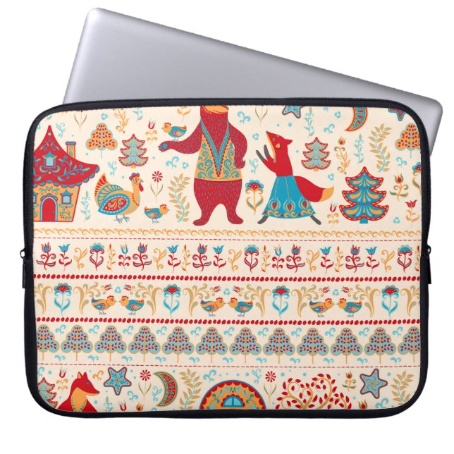 Waldtiere: Beige Hintergrund Laptopschutzhülle (Vorderseite)