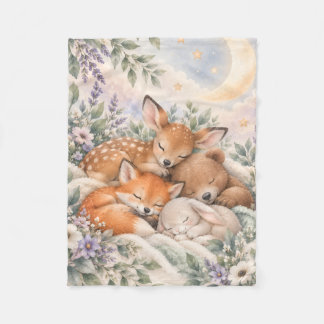 Waldtiere beim Schlafen Wasserfarbe Baby Fleece