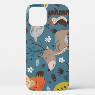 Waldtiere, blau, skandinavischer Stil Case-Mate iPhone Hülle