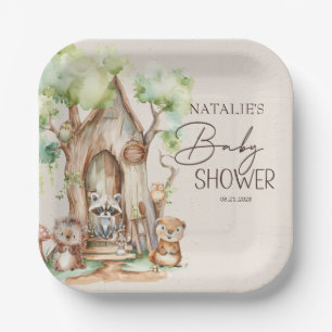 Waldtiere Boho Baby Shower Pappteller